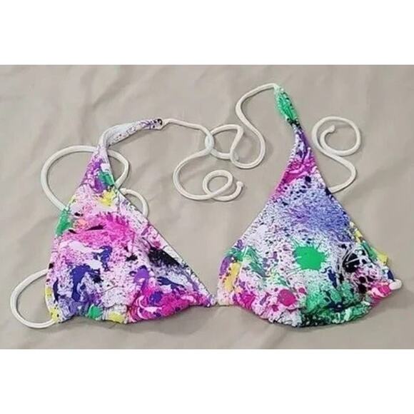 Surfside Multicolor Spattered Paint Look Bikini Top Women's - Picture 1 of 5
